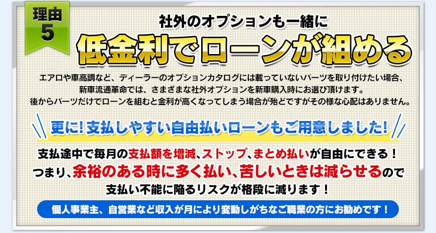 【理由５】社外のオプションも一緒に低金利でローンが組める