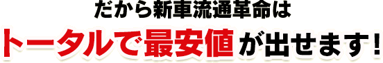 だから新車流通革命はトータルで最安値が出せます!