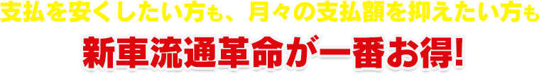 支払を安くしたい方も、月々の支払額を抑えたい方も新車流通革命が一番お得!