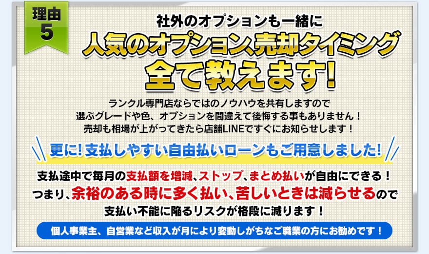 【理由５】社外のオプションも一緒に人気のオプション、売却タイミング全て教えます！