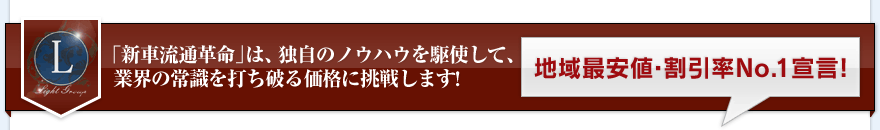 「新車流通革命」は、独自のノウハウを駆使して、業界の常識を打ち破る価格に挑戦します！