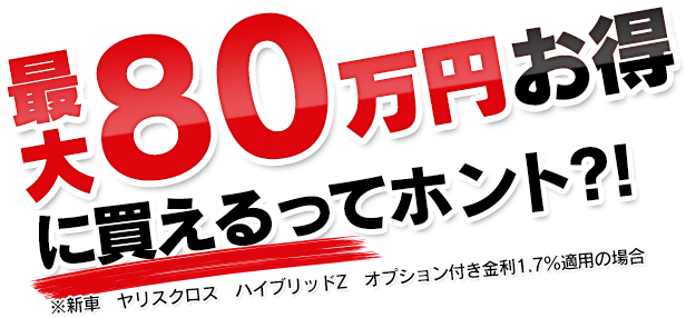 新車流通革命 - ヤリスクロス ハイブリッドZの新車を最大80万円値引きで買える新車流通革命